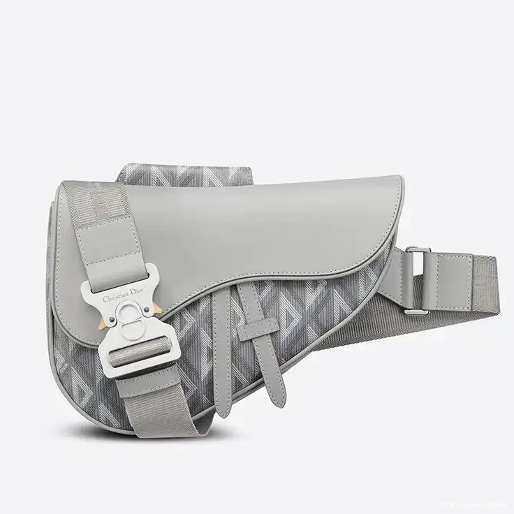 Crossbody Saddle Motif Dior CD Diamond Canvas Grey 0614 Luxury